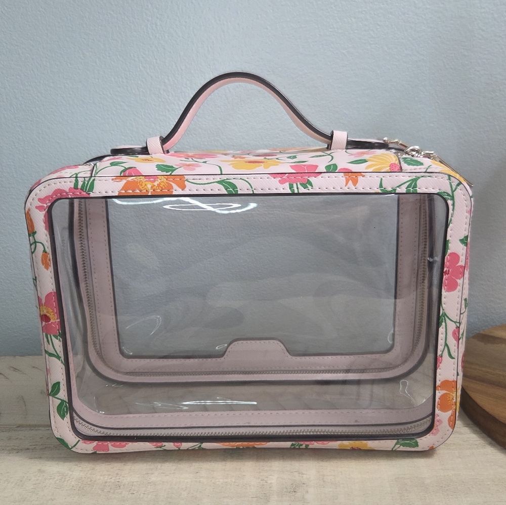 Kate Spade Madison Strawberry Garden Travel Transparent Cosmetic Case, EUC - Picture 2 of 13
